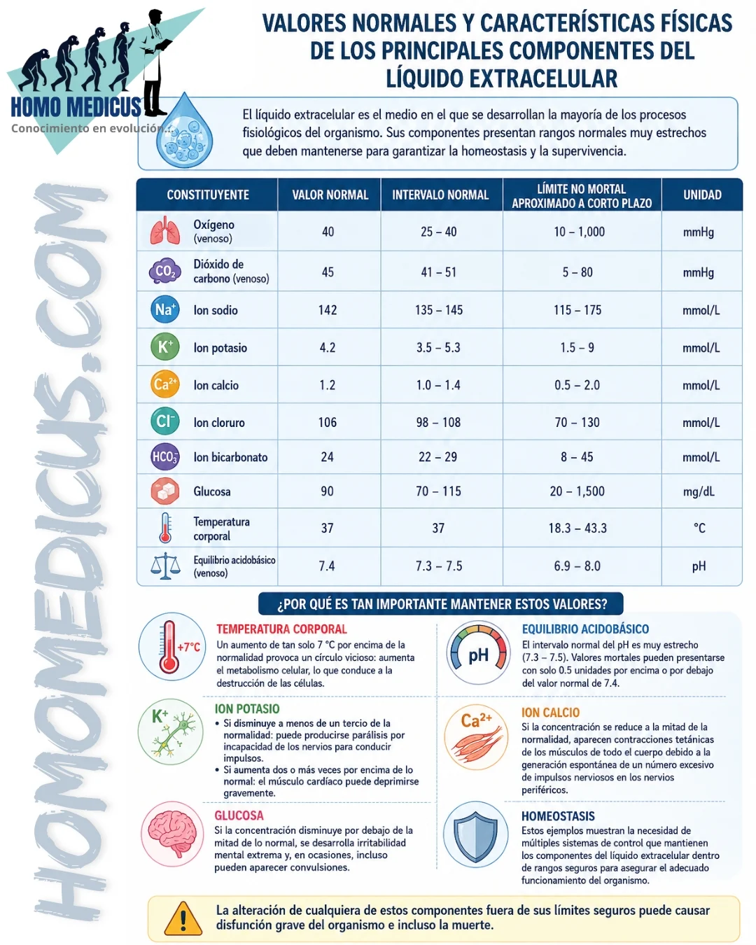 Valores normales y características físicas de los principales componentes del líquido extracelular
