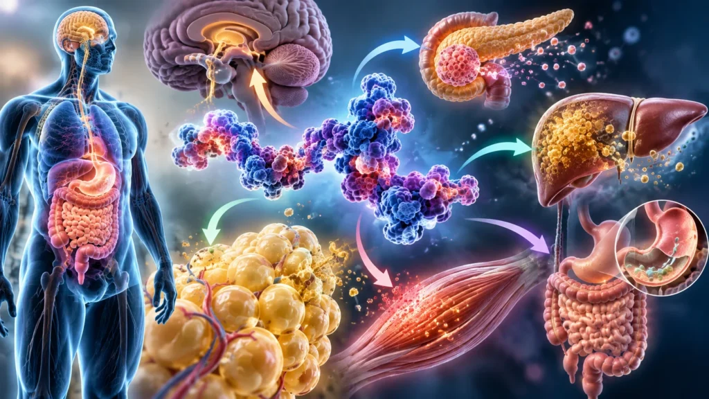 Retatrutide. Agonismo triple y regulación del metabolismo energético