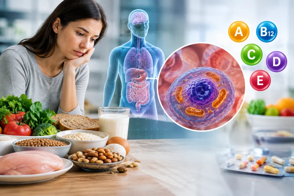 Insuficiencia proteico-calórica y deficiencias vitamínicas como causa de lesión celular