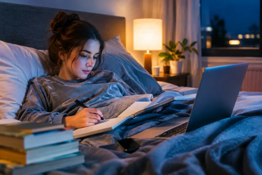 Estudiar y leer en la cama: efectos sobre el aprendizaje, la postura corporal y el sueño